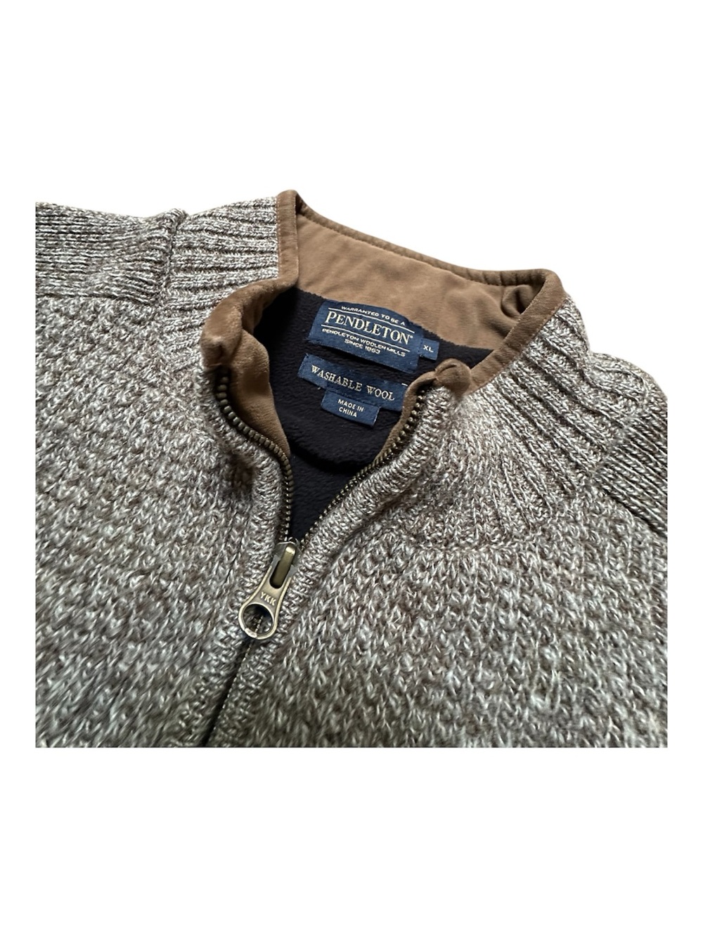 Pendleton Vest Men’s Marled Taupe Zip-Up Wool Sweater